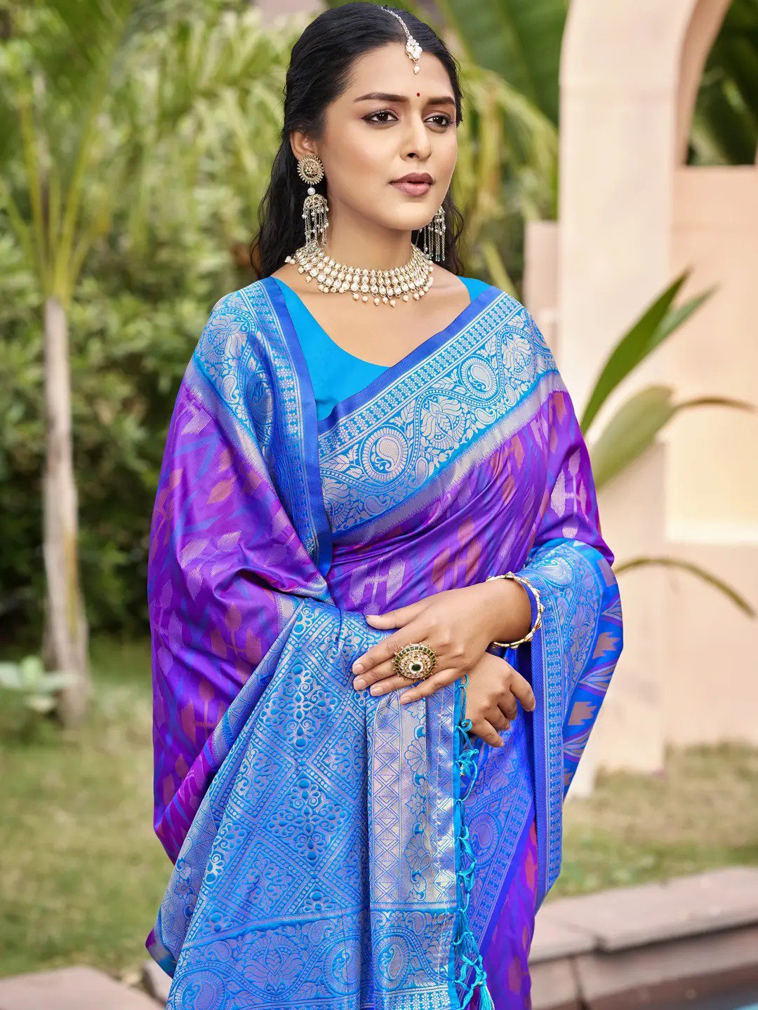 Violet Silk Saree view 2