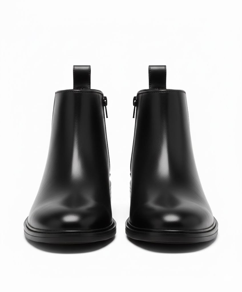 WUGO:: Latest Trendy Men Solid Faux Leather Black Chain Chelsea Boots | Stylish Slip-On Casual & Party Wear Boots for Men & Boys | Durable Grip Sole | Free Home Delivery view 2