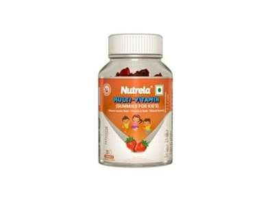Nutrela Multivitamin For Kids - 30 Bear Gummies with Strawberry Flavour | Supports Eye Vission, Daily Wellness and Boost Immunity - 6 to 12 Years