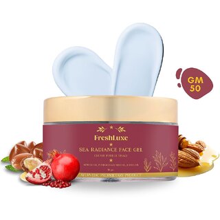 FreshLuxe Sea Radiant Face Gel, Almond Oil, Pomegranate Seed Oil Jojoba Oil, Hydrating Revitalizing, Unisex, 50g