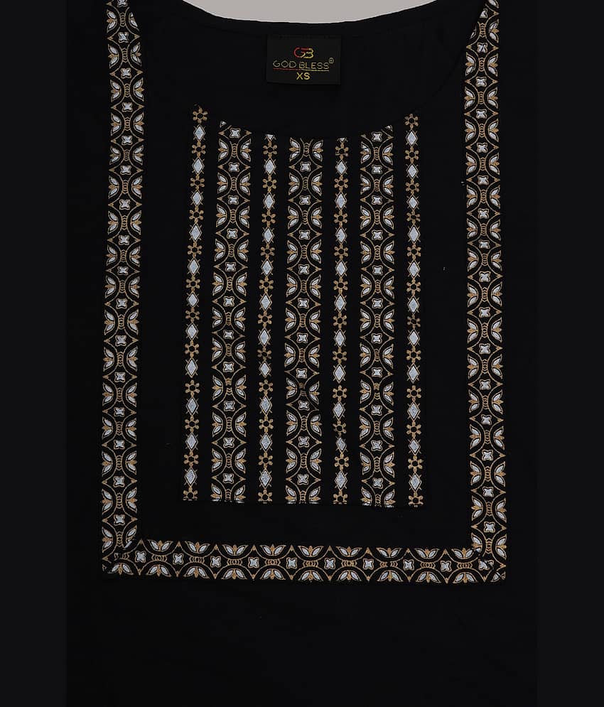 GOD BLESS - Black Rayon Women's Straight Kurti ( Pack of 1 ) view 2
