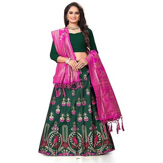 Indian Heritage Leheriya Banarasi Silk Semi-stitched Lehenga Choli