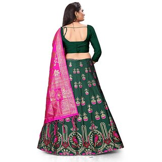Indian Heritage Leheriya Banarasi Silk Semi-stitched Lehenga Choli view 2