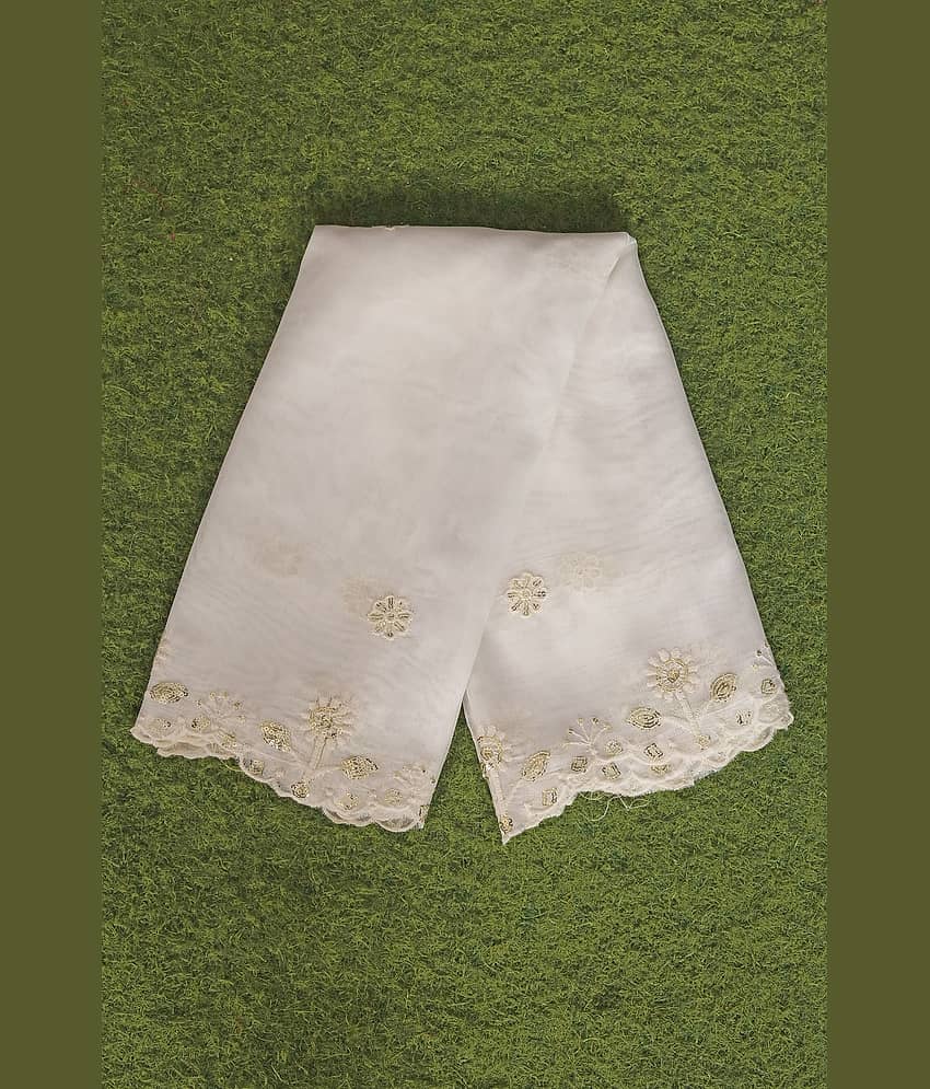 Jignisha Fashion Chanderi Women Dupatta ( White , Pack of 1 ) view 2