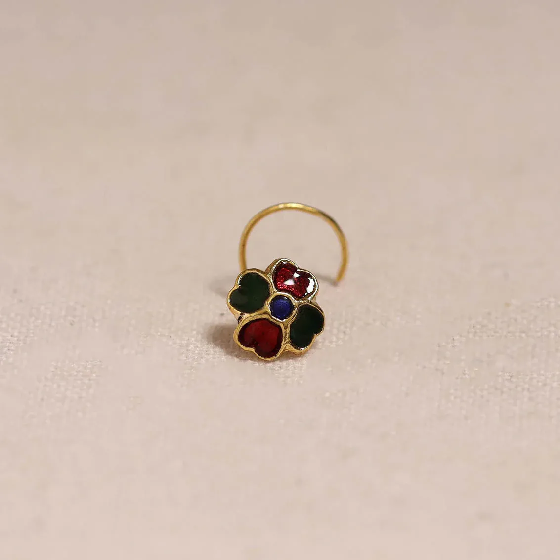 Multicolor - Handcrafted Paka Meenakari Nosepin 186
