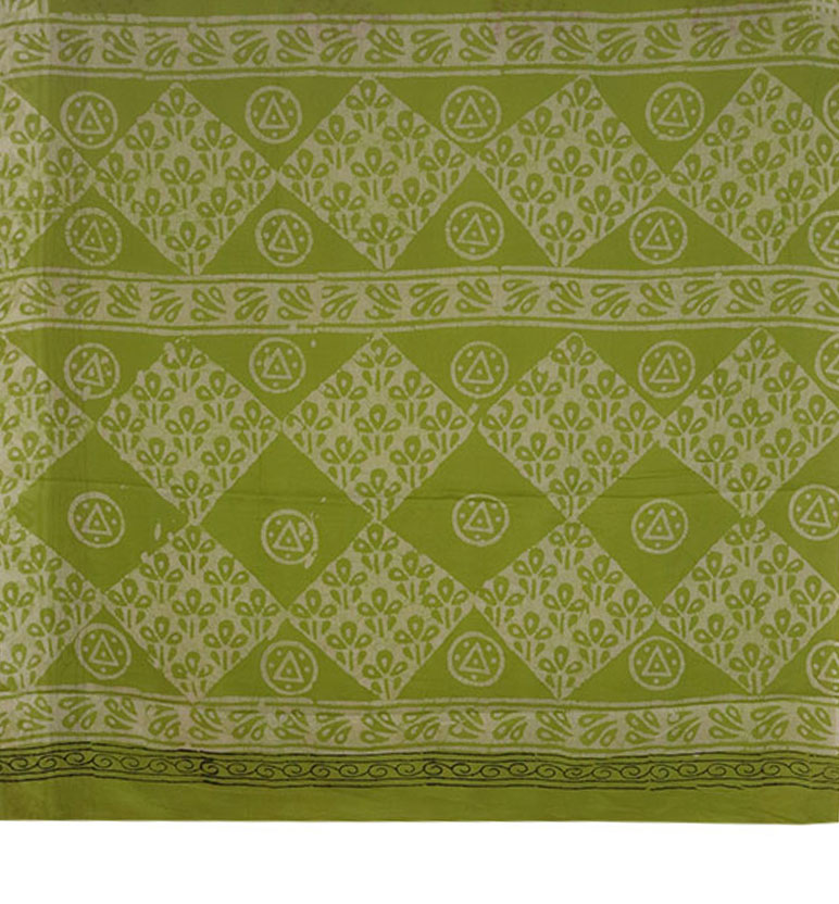 Handblock Printed Batik Cotton Saree view 2