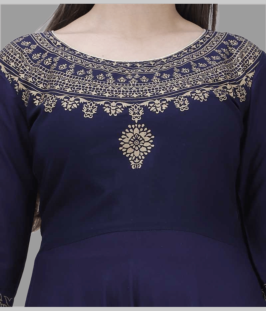 NUPITAL Rayon Printed Anarkali Women's Kurti with Dupatta - Blue ( Pack of 1 ) view 2