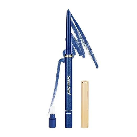 Seven Seas Green Kajal Herbal Eye Kajal Pencil Waterproof, Smudge Proof, Long Lasting Eye Makeup (Blue, 0.35g)