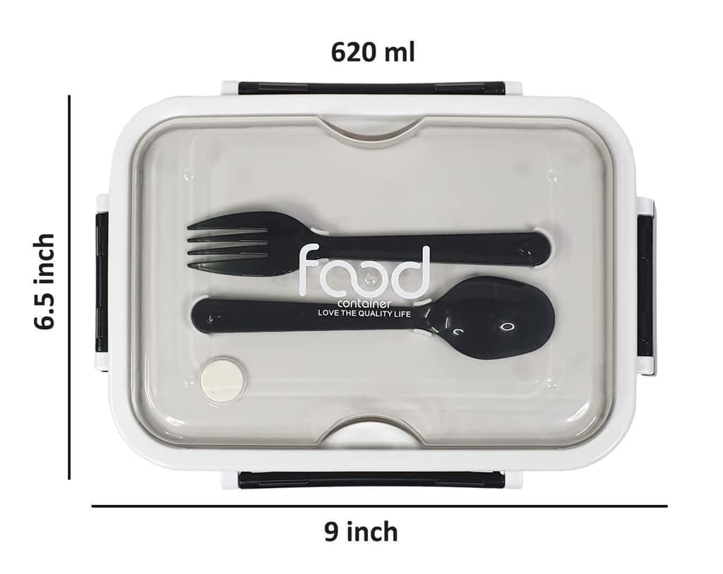 The Ubals 3 in 1 Insulated Stainless Steel Tray Food Plate Container, Lunch Box with Spoons for Boys/Girls and Office/School (620Ml) view 2