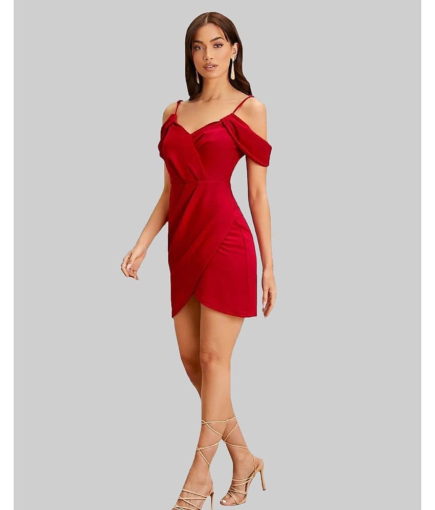 Addyvero Women Cotton Blend Solid Bodycon Dress ( Black ) view 2