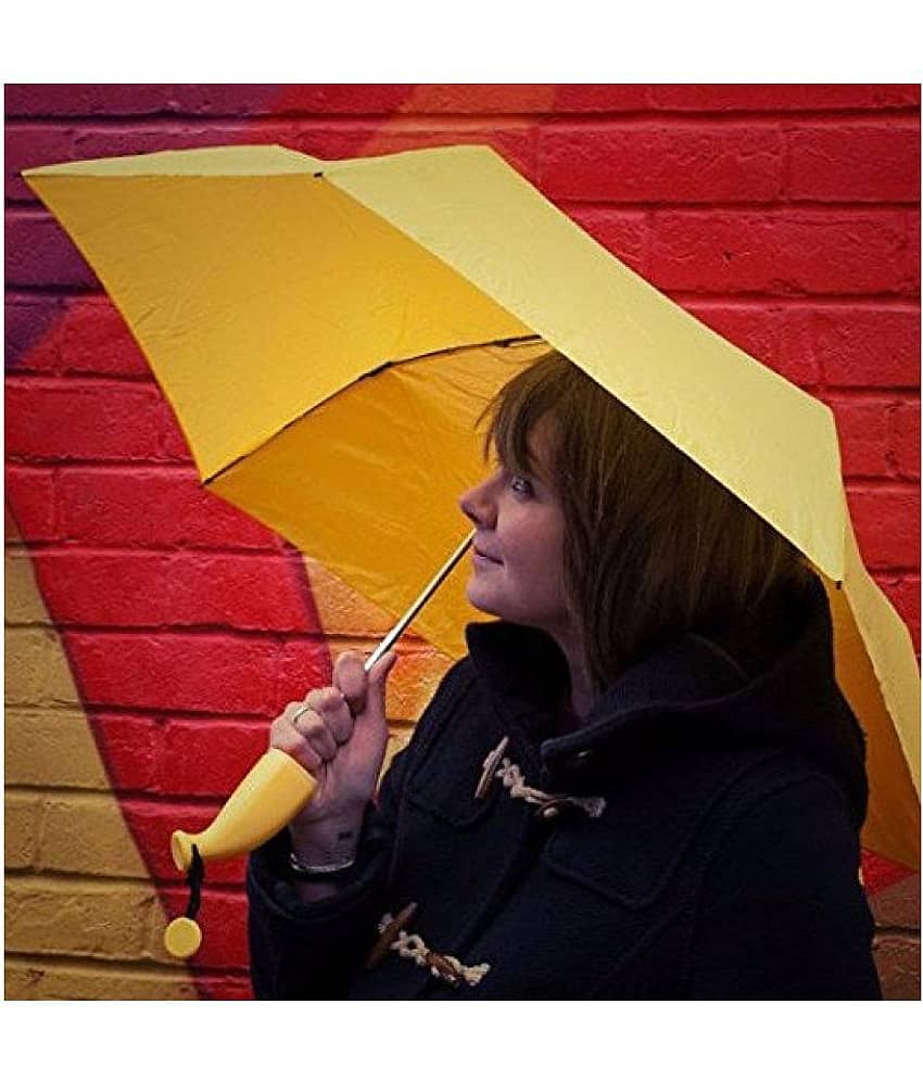 House Of Quirk Banana Shape Folding Umbrella Rain Umbrella for Outdoor in Banana Shape-(Yellow) view 2