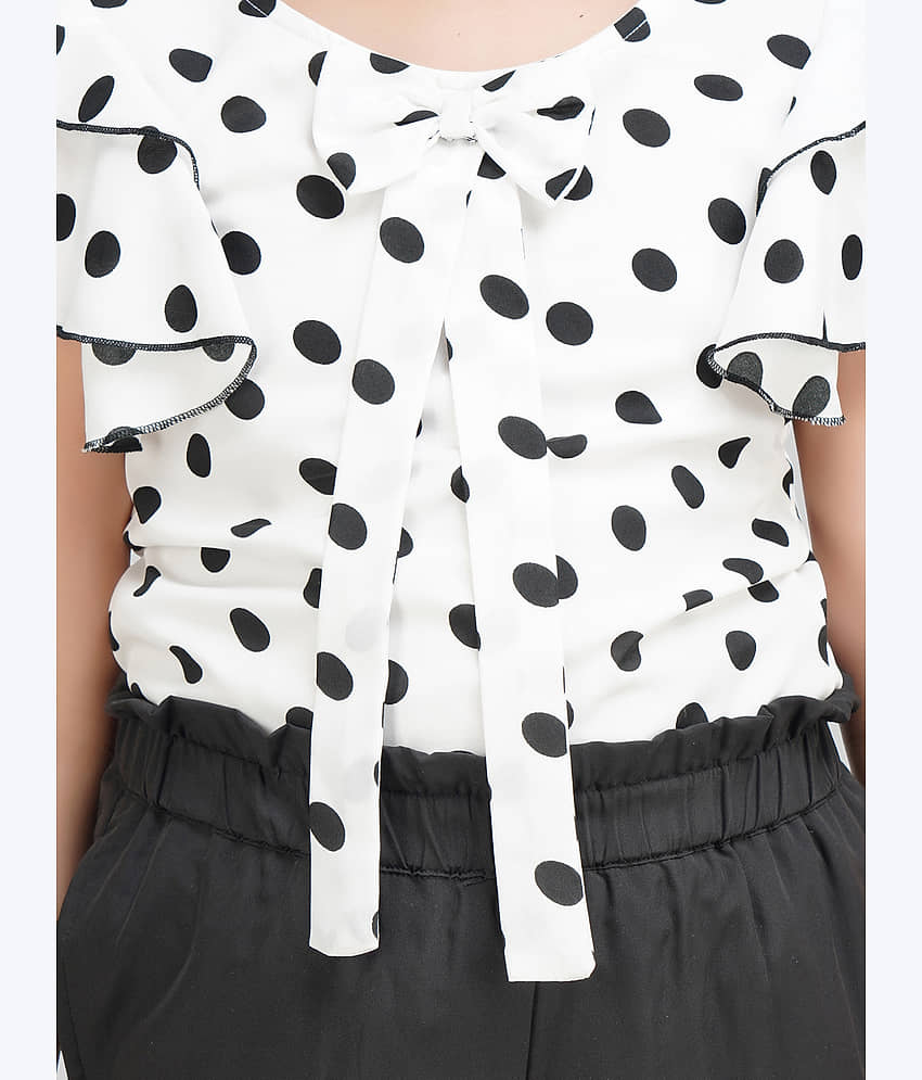 Being Naughty Pack of 1 Girls Polyester Top With Pants ( White & Black ) view 2