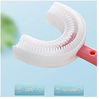 Toothbrush for Kids with U Shaped Silicone Brush Head for 360 Degree Cleaning Suitable For 2-6 Years Manual Heart Design Multicolor Pack of 2 view 2