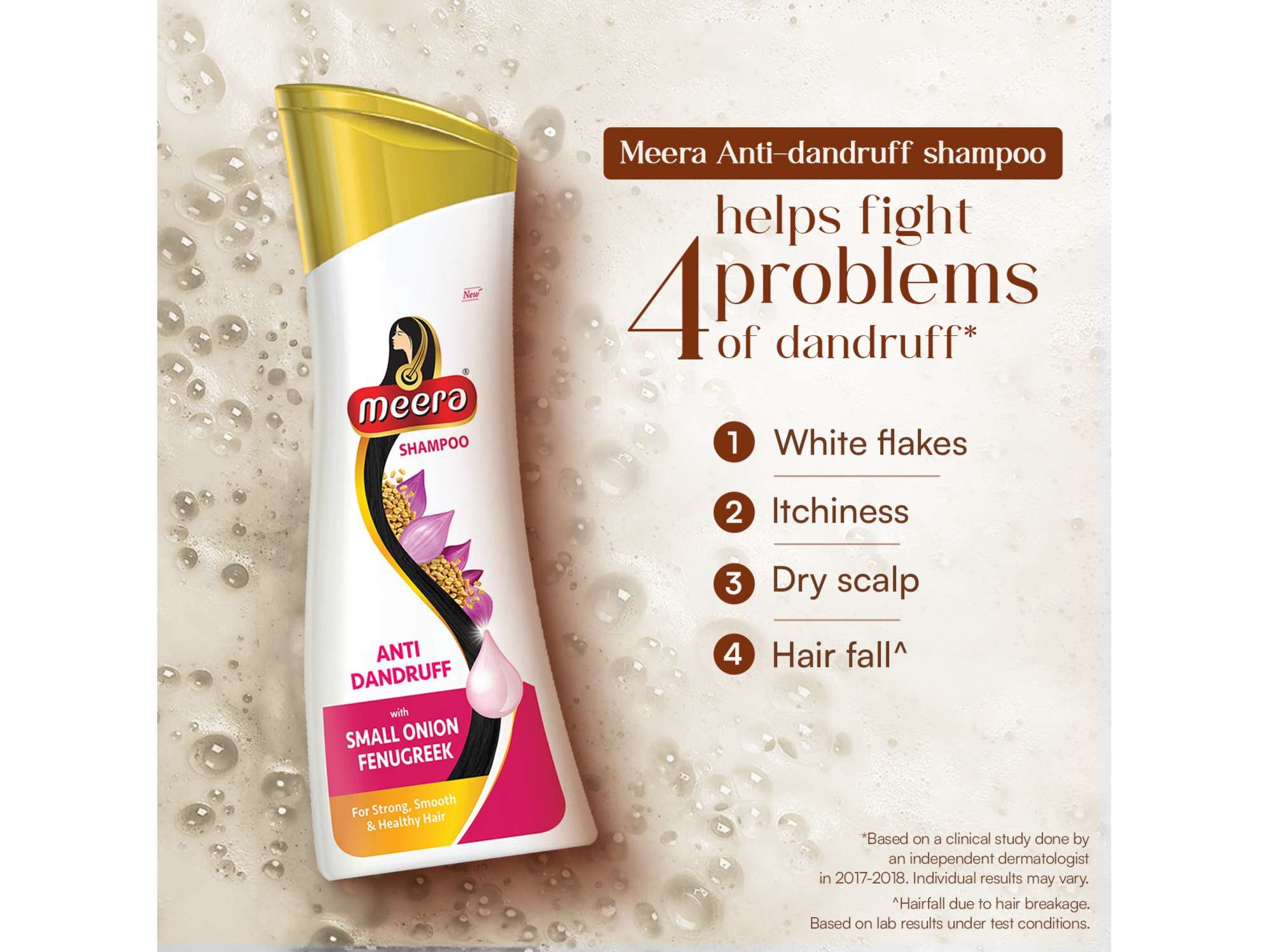 Meera Anti Dandruff Shampoo, With Goodness Of Small Onion and Fenugreek, Nourishment, For Men And Women, Paraben Free, 360 ml (2X 180 ml) view 2