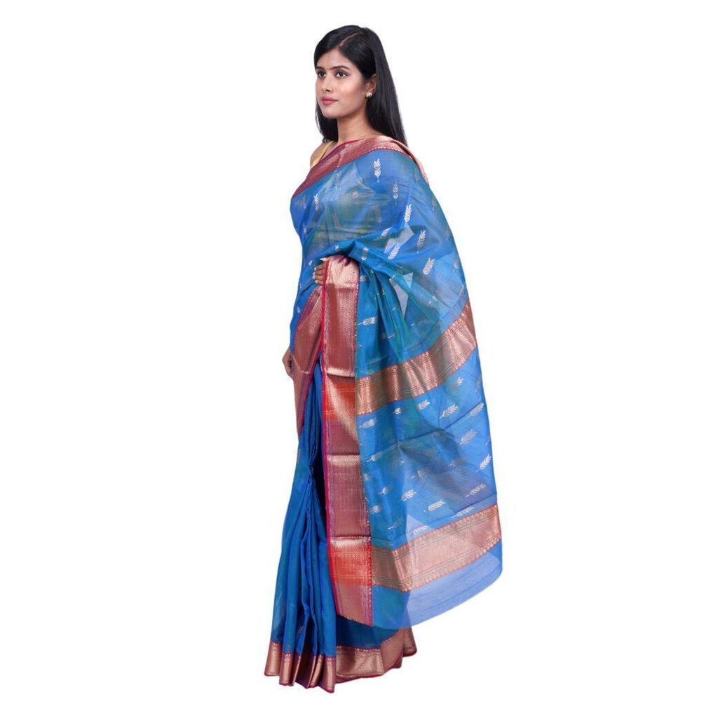 HANDLOOM CHANDERI SAREE- MERCERISED(COTTON+SILK MIX) WITH BLOUSE (SKU - 1SC202080620 SAREE- 83) view 2