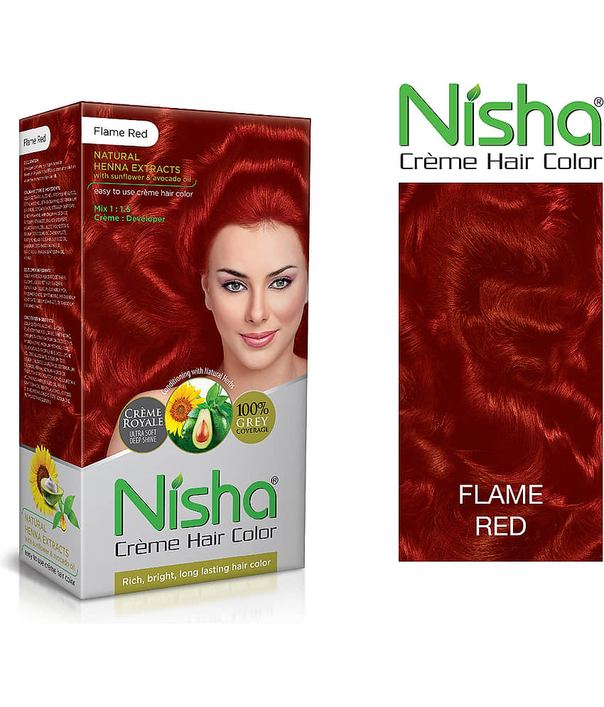 Nisha Creme Hair Color Flame Red 150g Pack of 3, Permanent Hair Colour, 100% Grey Coverage, Long Lasting Hair Colour view 2