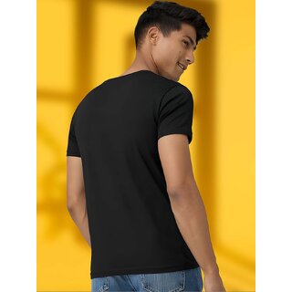 Casualbud BLACK Polyester Printed Regular Fit Tshirt for Men view 2