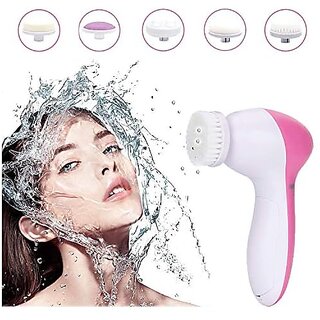 Facial Cleansing Brush 5 in 1 Portable Electric Facial Massager with 5 Spin Brush Heads for Acne Blackheads Dead Skin and All Skin Care and Acne Tool view 2