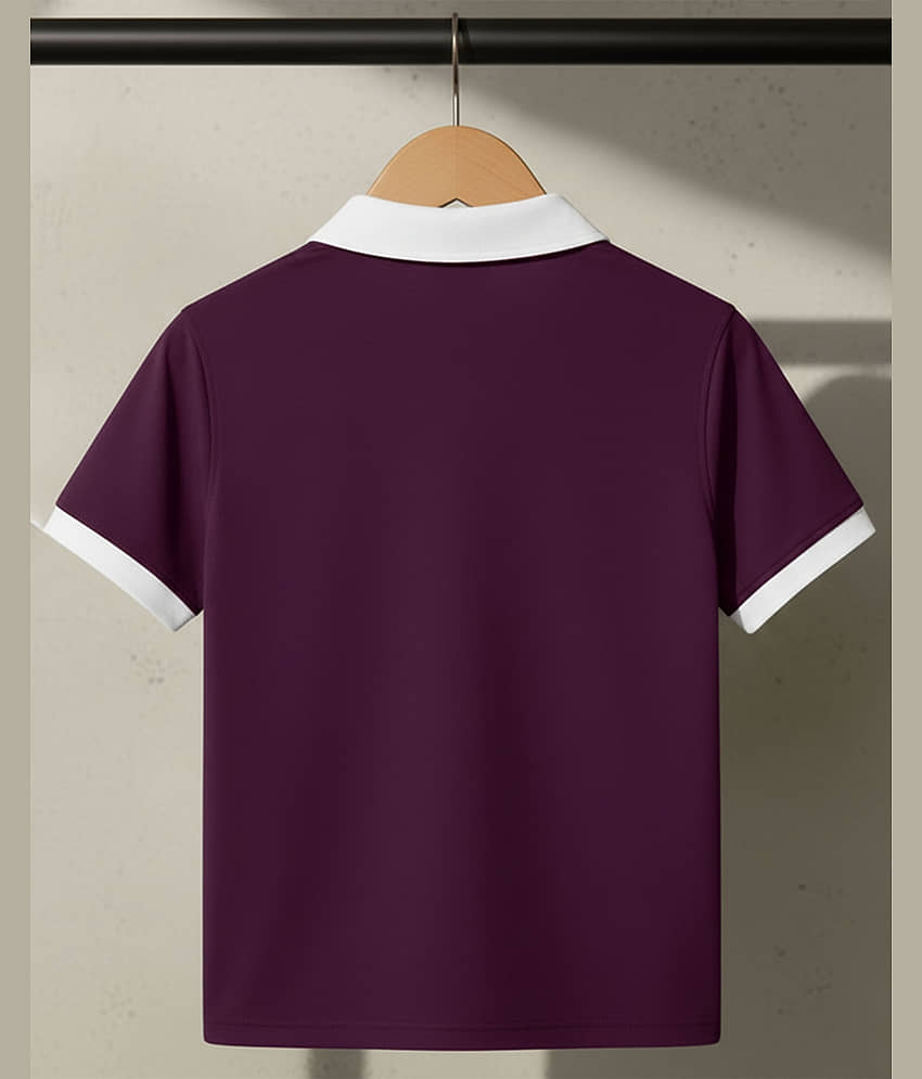 AOOSH Men Cotton Blend Regular Fit Striped Polo T Shirt ( Purple ) view 2