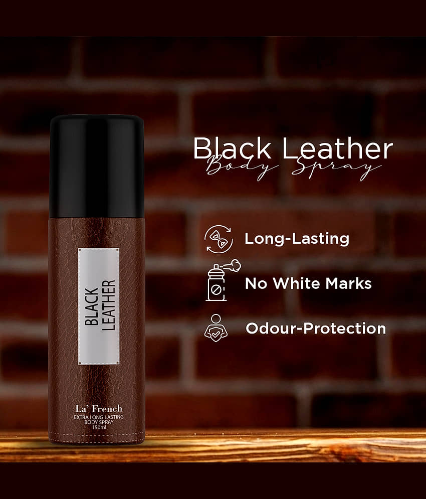 La French Black Leather Deodorant For Men , Long Lasting Deodorant Spray All Day Freshness , 150 ml (Pack of 1) view 2