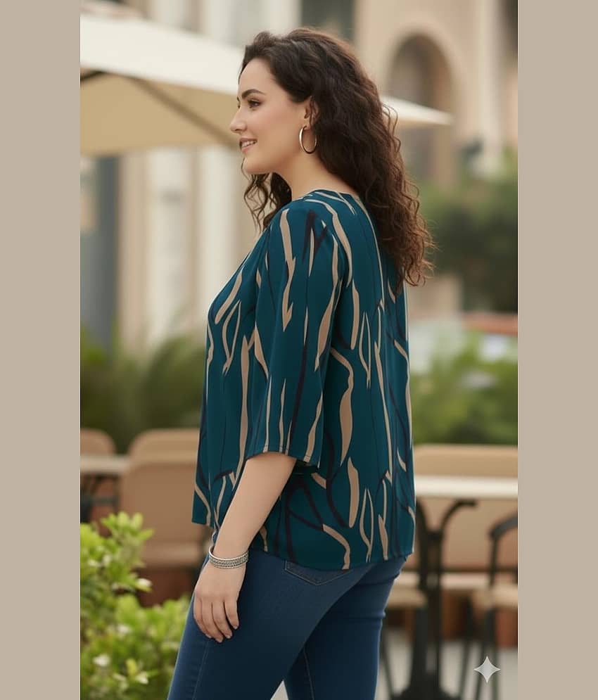 HF WARD Women's Cotton Regular Top ( Blue ) view 2