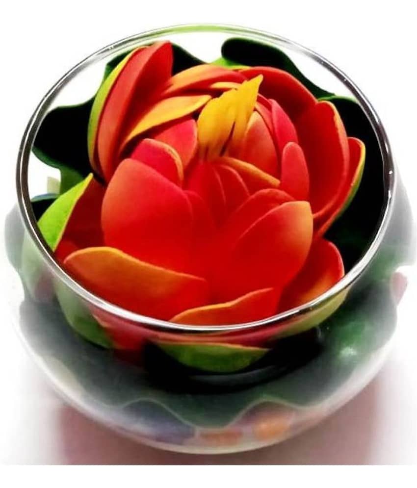 Green plant indoor Lotus Orange Flowers With Pot - Pack of 1 view 2