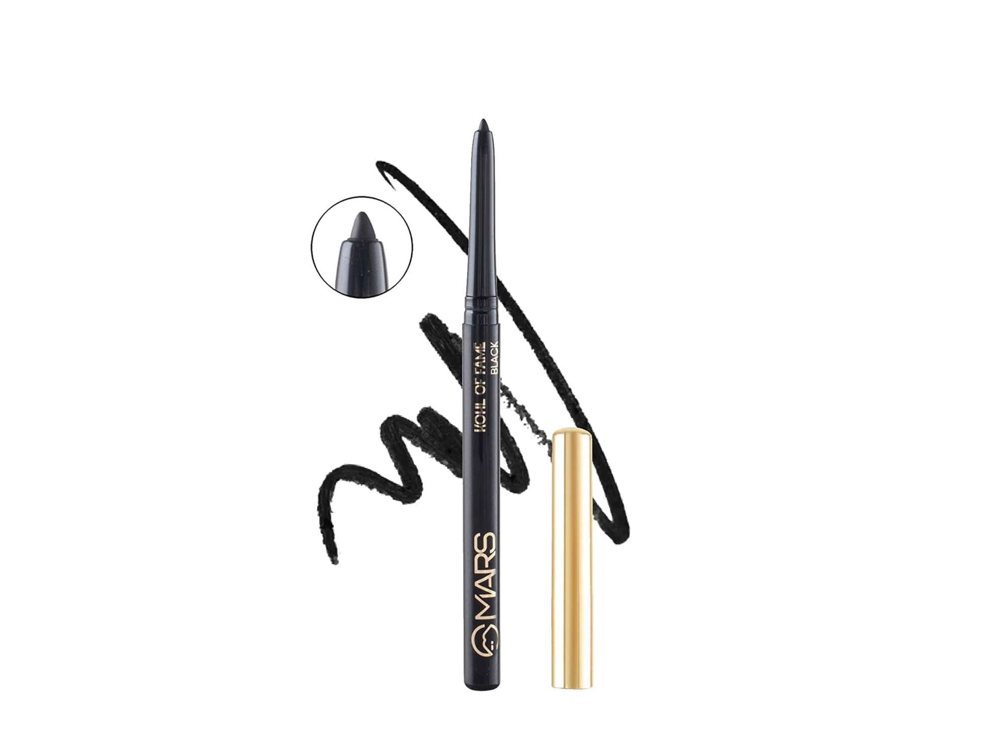 MARS Kohl of Fame Up to 12 Hours Stay Retractable Kajal, Smudgeproof and Waterproof, Long Lasting (0.35g) - Black
