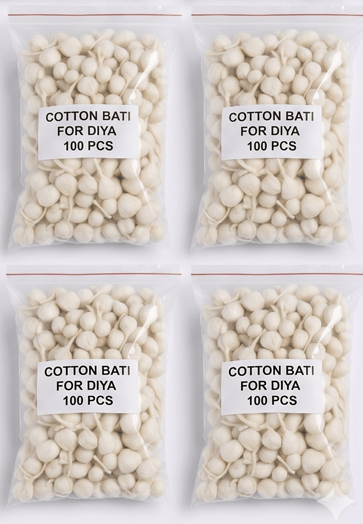 Cotton Bati for Diya - 4 packets [100 pcs each]