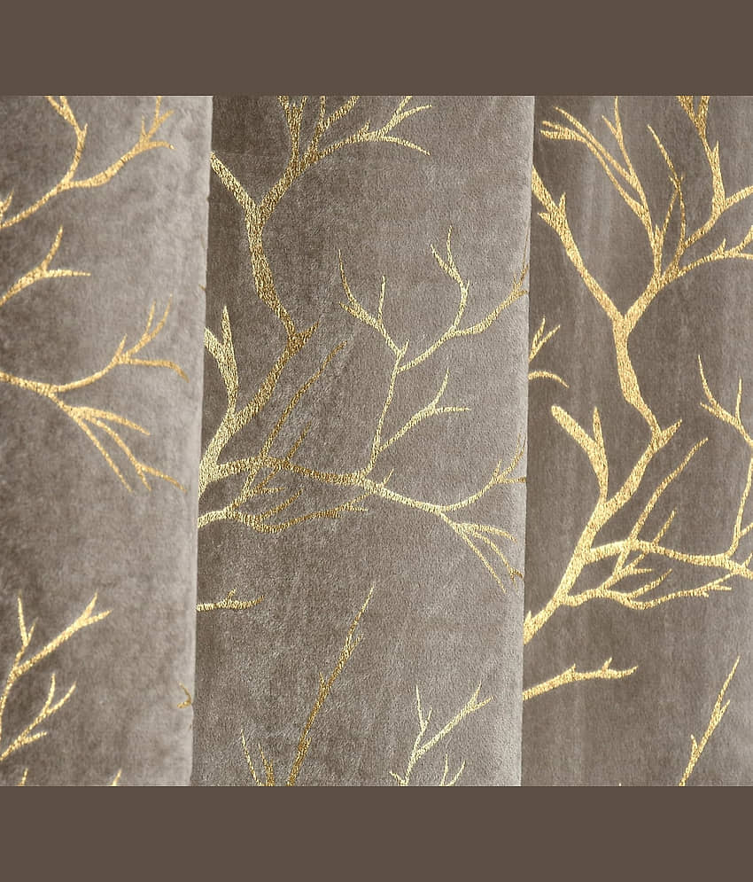 BELLA TRUE Abstract Room Darkening Eyelet Curtain 5 ft ( Pack of 2 ) - Grey view 2