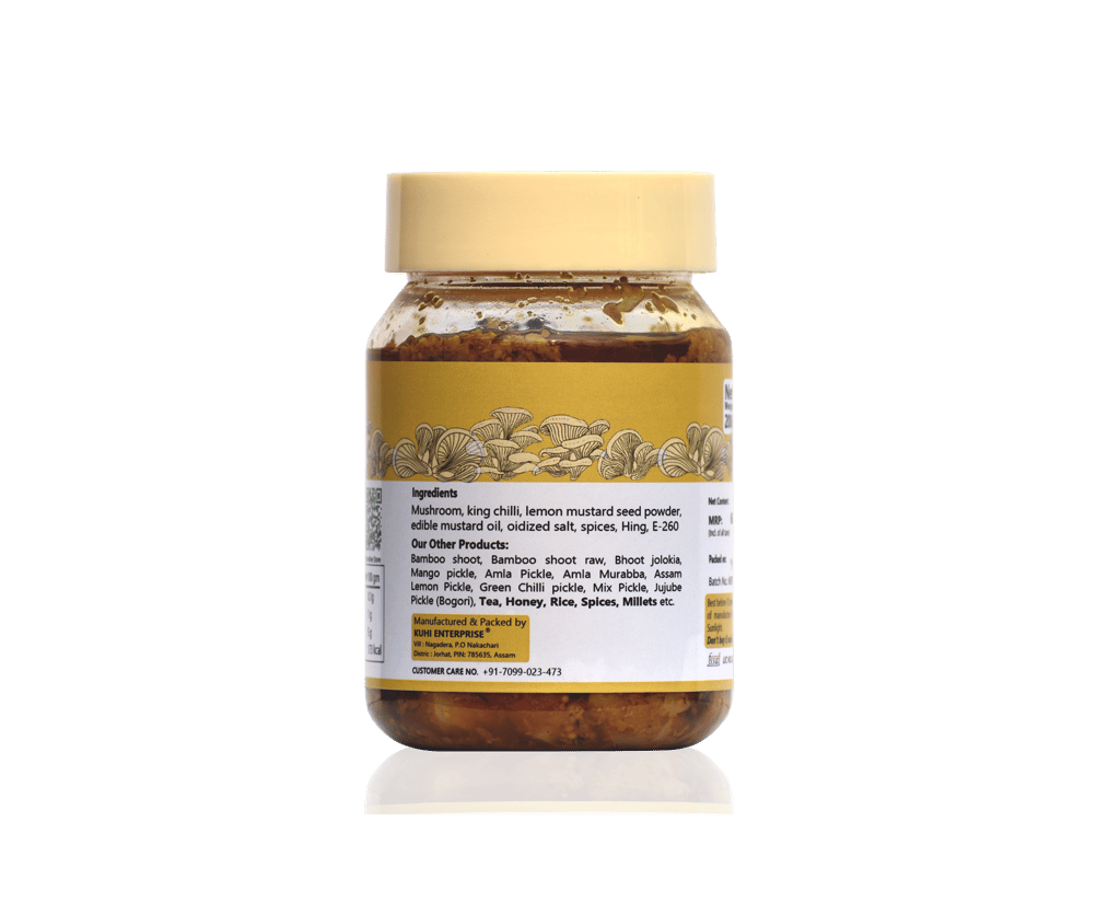 Kuhi Enterprise Oyster Mushroom Pickle made with Naga King Chilli & Assam Lemon Mushroom, Lemon, (200gm) view 2