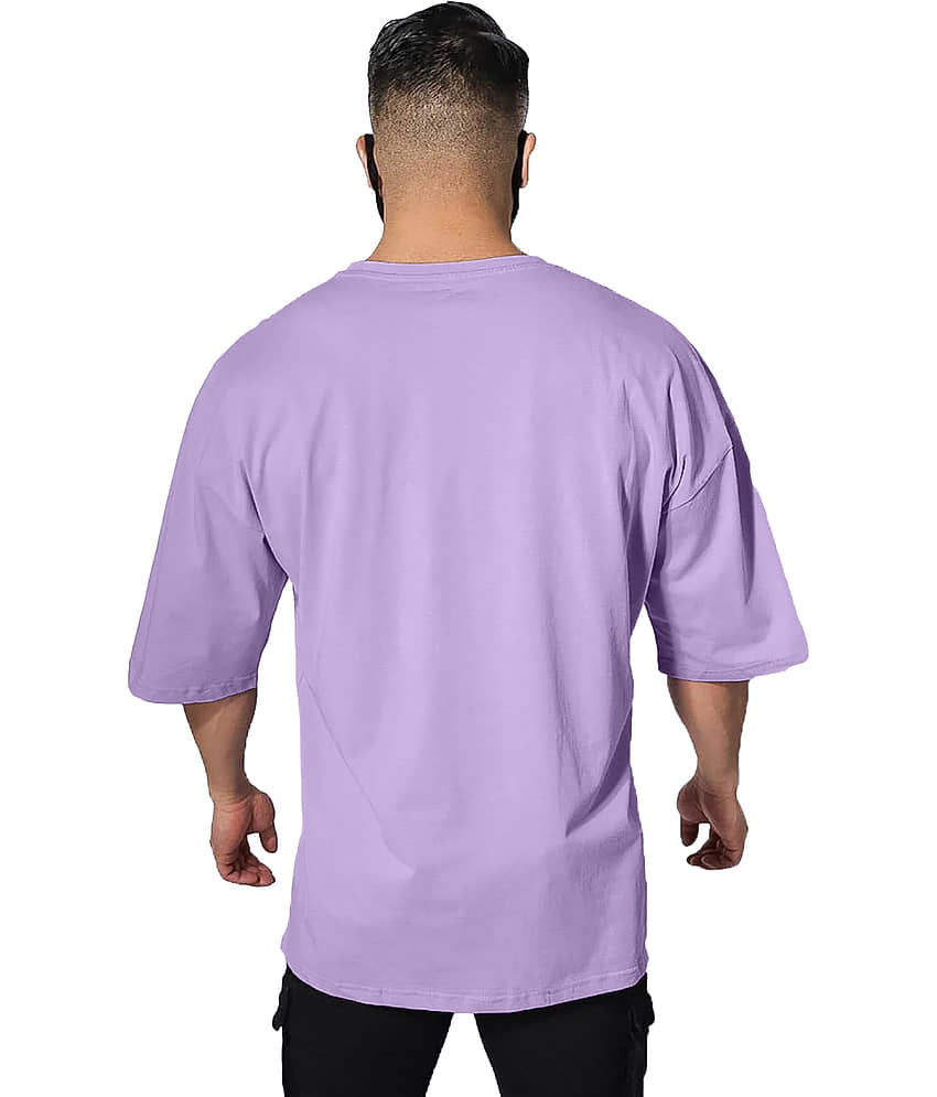 Leotude Men Cotton Blend Oversized Fit Printed T-Shirt ( Pink ) view 2