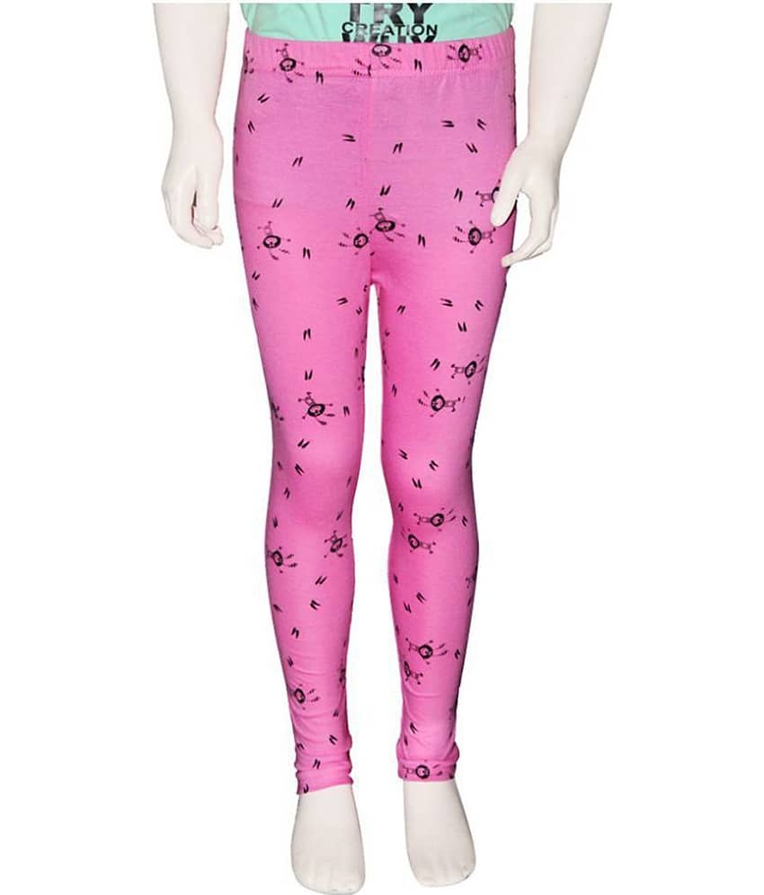 FnMe Pack of 4 Girls 100% Cotton Leggings ( Baby Pink ) view 2