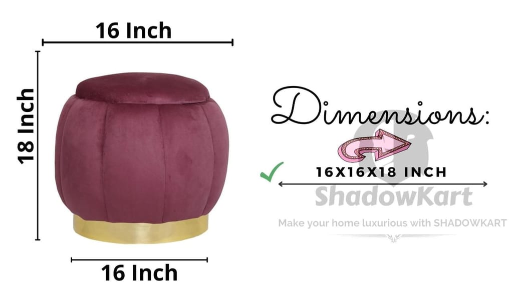 Shadowkart Pouffes Sitting Stool for Living Room, Make up Table Mudda Puffy Wooden Ottoman Stools, Pouffe Footstool, Poof for Room Decoration & Dressing Table, 16x16x18 Inch view 2