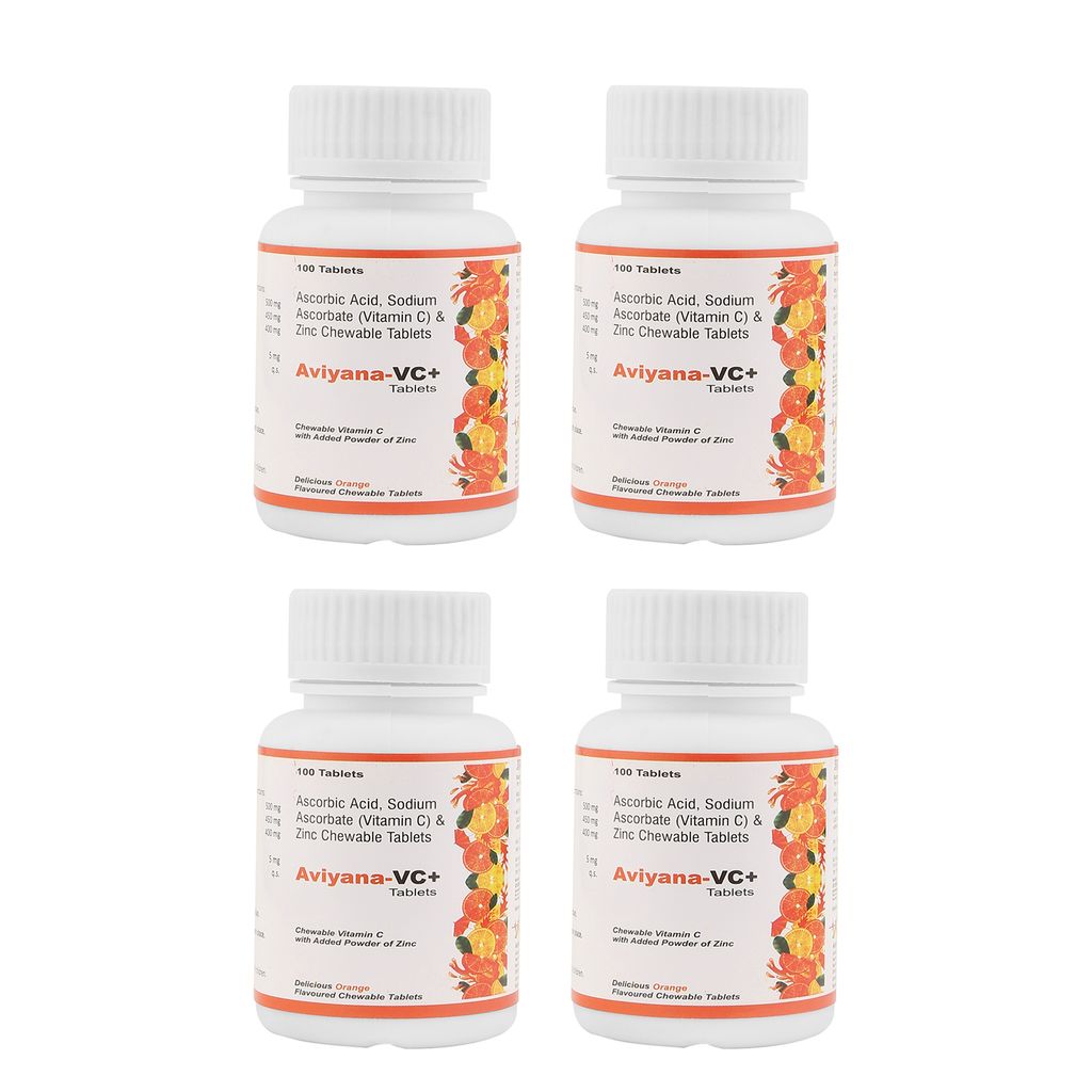 Aviyana Healthcare Vitamin C with Zinc & Vitamin D3 Chewable 100 Tablets | Mix Fruit Flavor | Immunity Booster | Promotes Healthy & Glowing Skin | For Men & Women view 2