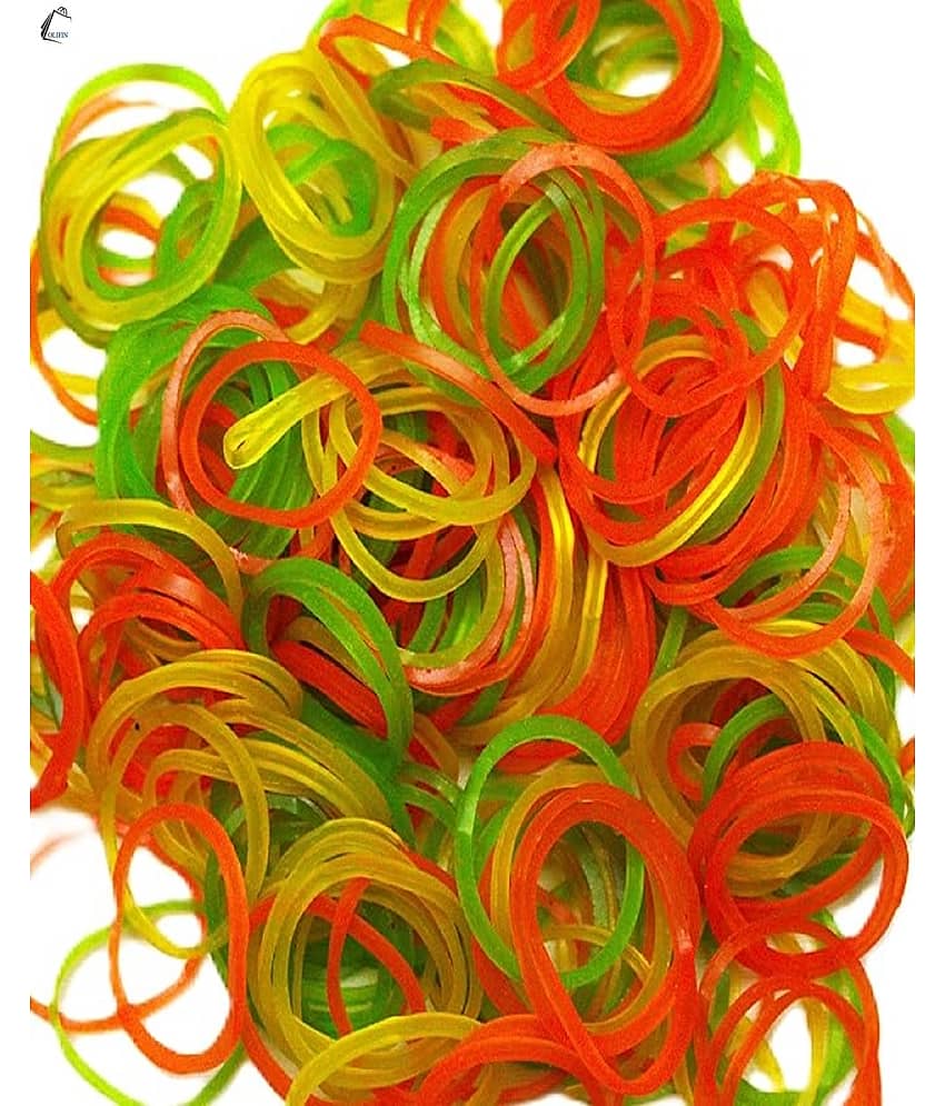 OLIFIN 500 Peices Fluorescent Color Rubber Band use in Home & Kitchen etc. (1 inch, 500 Pieces)