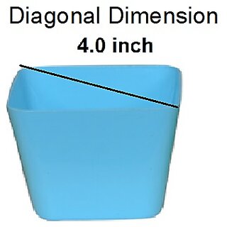 Set of 3 Plant Pots - Square Design (4 Inch)-Assorted Colours view 2