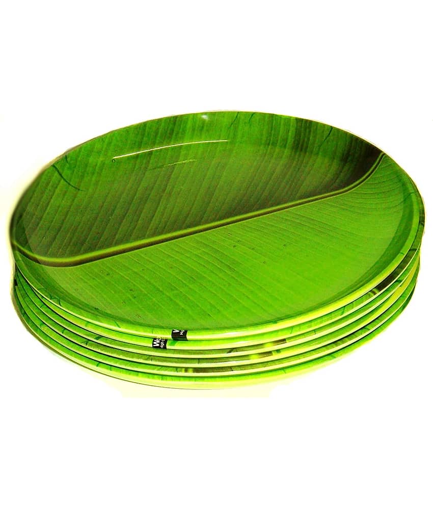 Laserbot 6 Pcs Melamine Dark Green Half Plate view 2