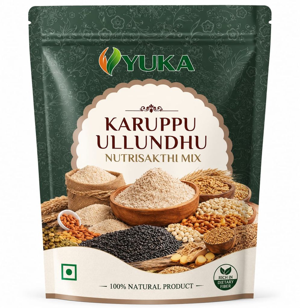 YUKA Karuppu Ulundhu NutriSakthi 250g | Black Urad, Nuts & Seeds Nutrition Mix