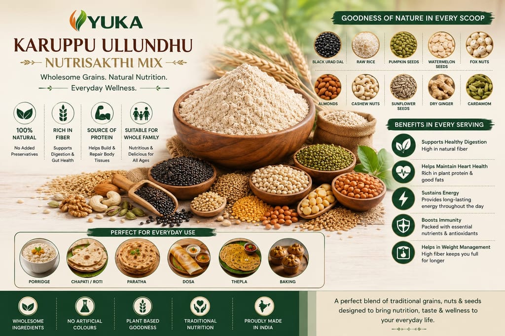 YUKA Karuppu Ulundhu NutriSakthi 250g | Black Urad, Nuts & Seeds Nutrition Mix view 2