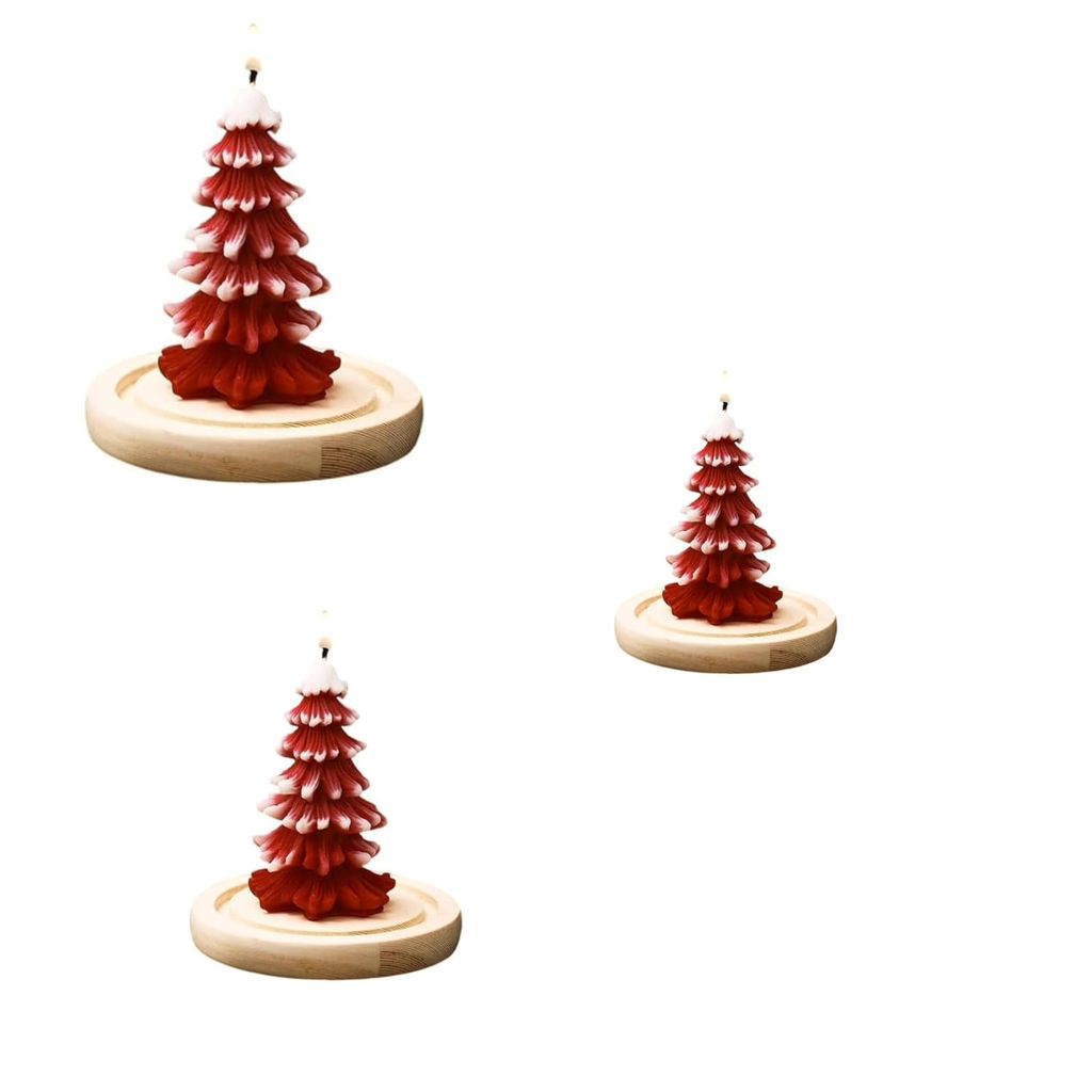 SS Enterprise Organic Soy Wax Christmas Tree Pillar Candles for Decor, Scented Aromatic Fragrance Candles, Smoke-Free, Xmas Decoration Accessories, (Pack of 3)