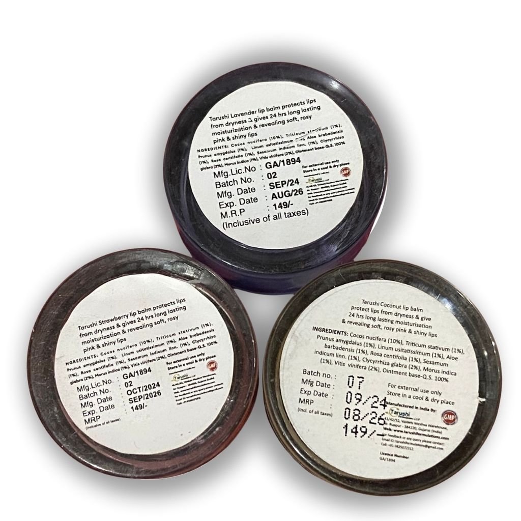 Tarushi Formulations Herbal Lip Balm - Natural Oils - Moisturizing and Hydrating - For Dry, Chapped Lips - 10g/0.35oz view 2