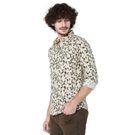 Mufti Off White & Green Floral Print Slim Fit Casual Shirt view 2