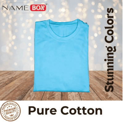 NameBox Pure premium cotton T shirts, Sky Blue, Size - 44 (XL)