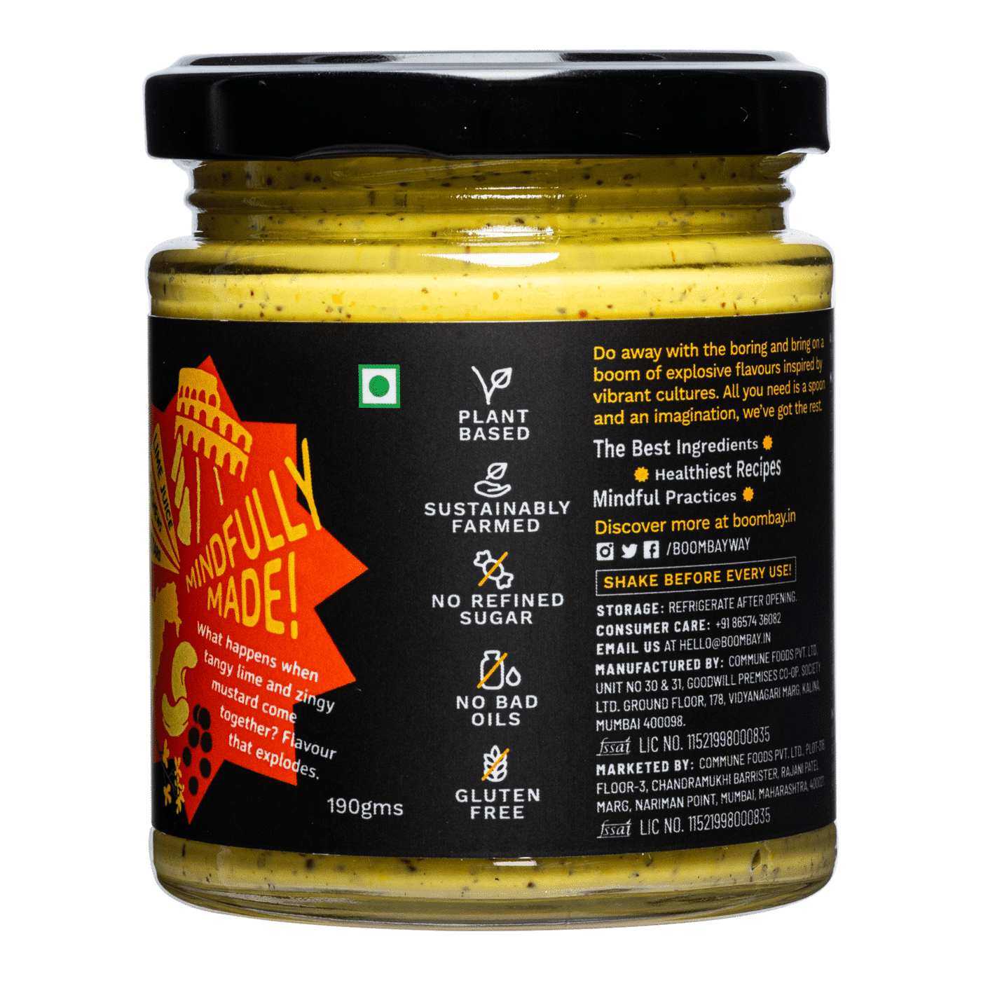 BOOMBAY Cashew + Mustard Dip and Spread - Use as a Salad Dressing, Curry Paste, Marinade for Roast, Spread on Bread, 190 gm view 2