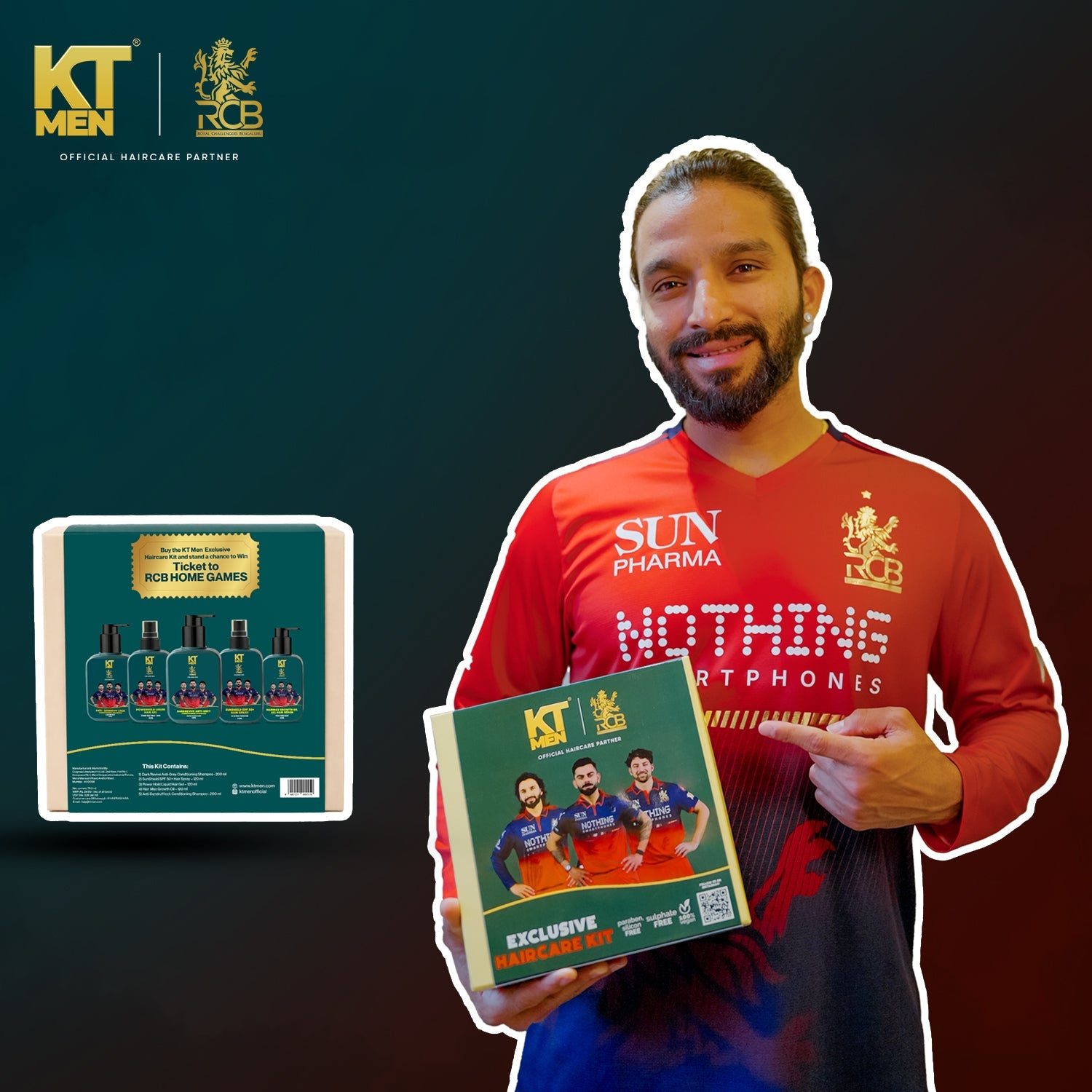 KT Men RCB Exclusive Haircare Kit, Anti-Dandruff, Hair Growth & Anti-Grey Solution (5 Products) view 2