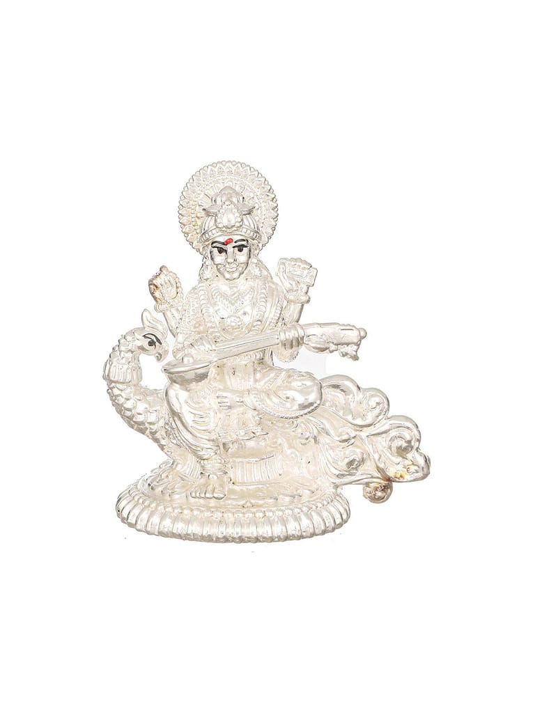 999 Pure Silver Divine Intricate Maa Swaraswati Veena Vadini Puja Silver Idol view 2
