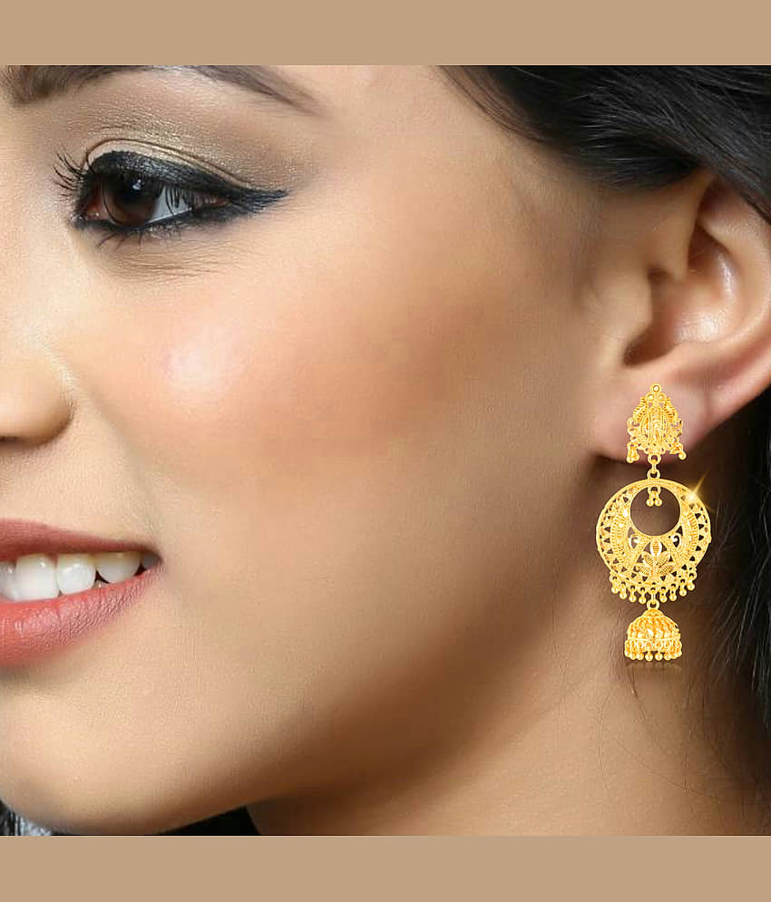 VIVASTRI Golden Jhumki Earrings ( Pack of 1 ) view 2