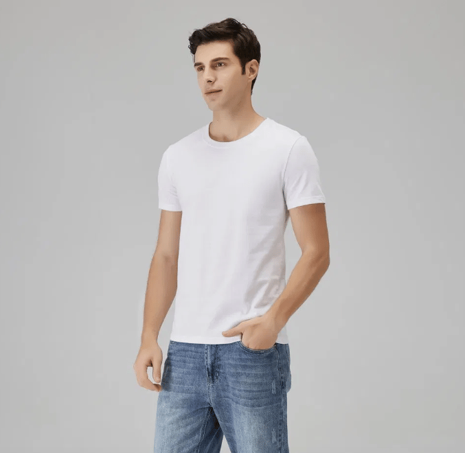 Men's Classic White Cotton Round Neck T-Shirt view 2