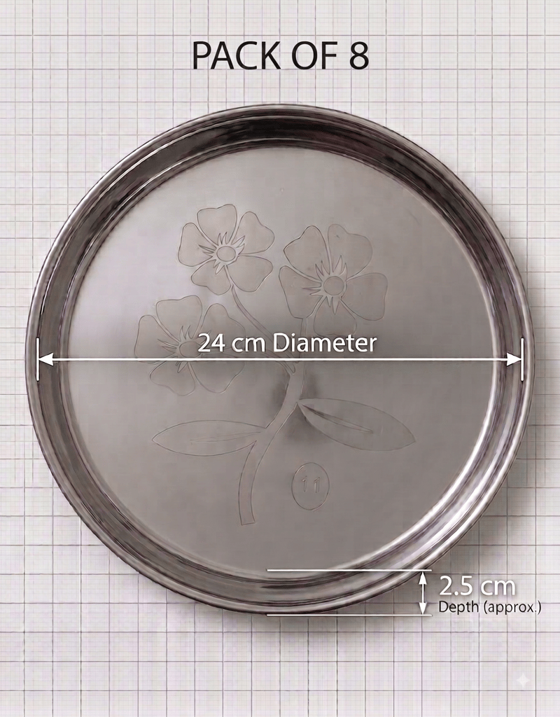 Premium Stainless Steel Designer Floral Thali (Khoncha) view 2