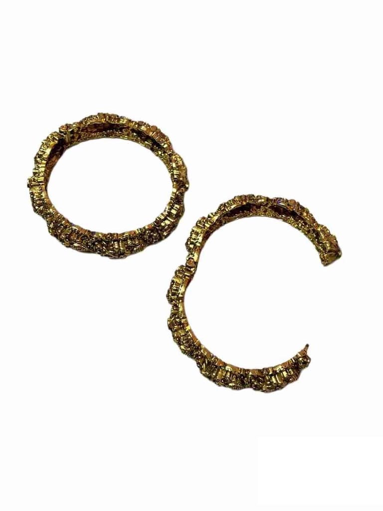 Gold Plated Textured Bangle Set of 2 view 2